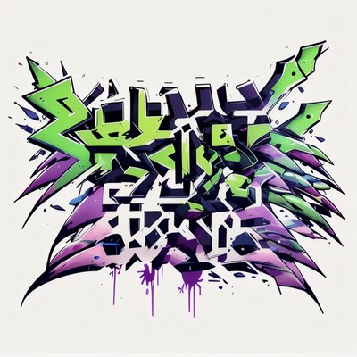 Lime Purple Graffiti Lettering QR Code for Apparel
