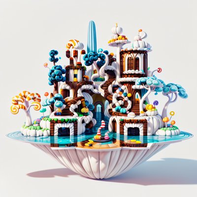 Floating Candy Island 3D QR Code for Posters