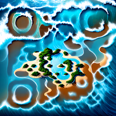 Aerial Island Ocean Digital Painting QR Code for Posters — image 1