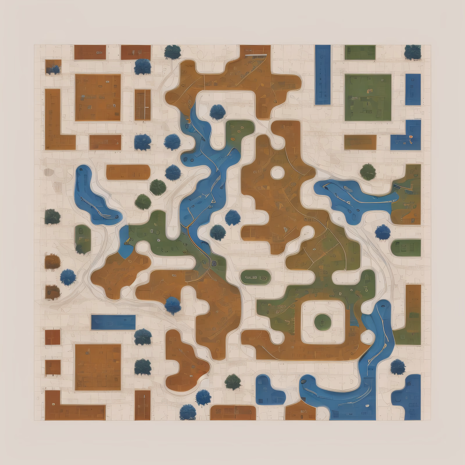 River Map Flat Vector QR Code Art — image 1