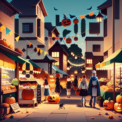 Halloween Pumpkin Market Game Art QR Code for Posters