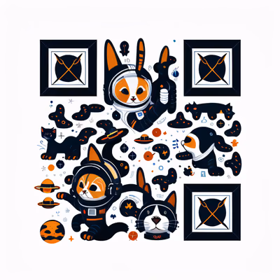 Space Cats and Dogs Vector QR Code for Stickers — image 1