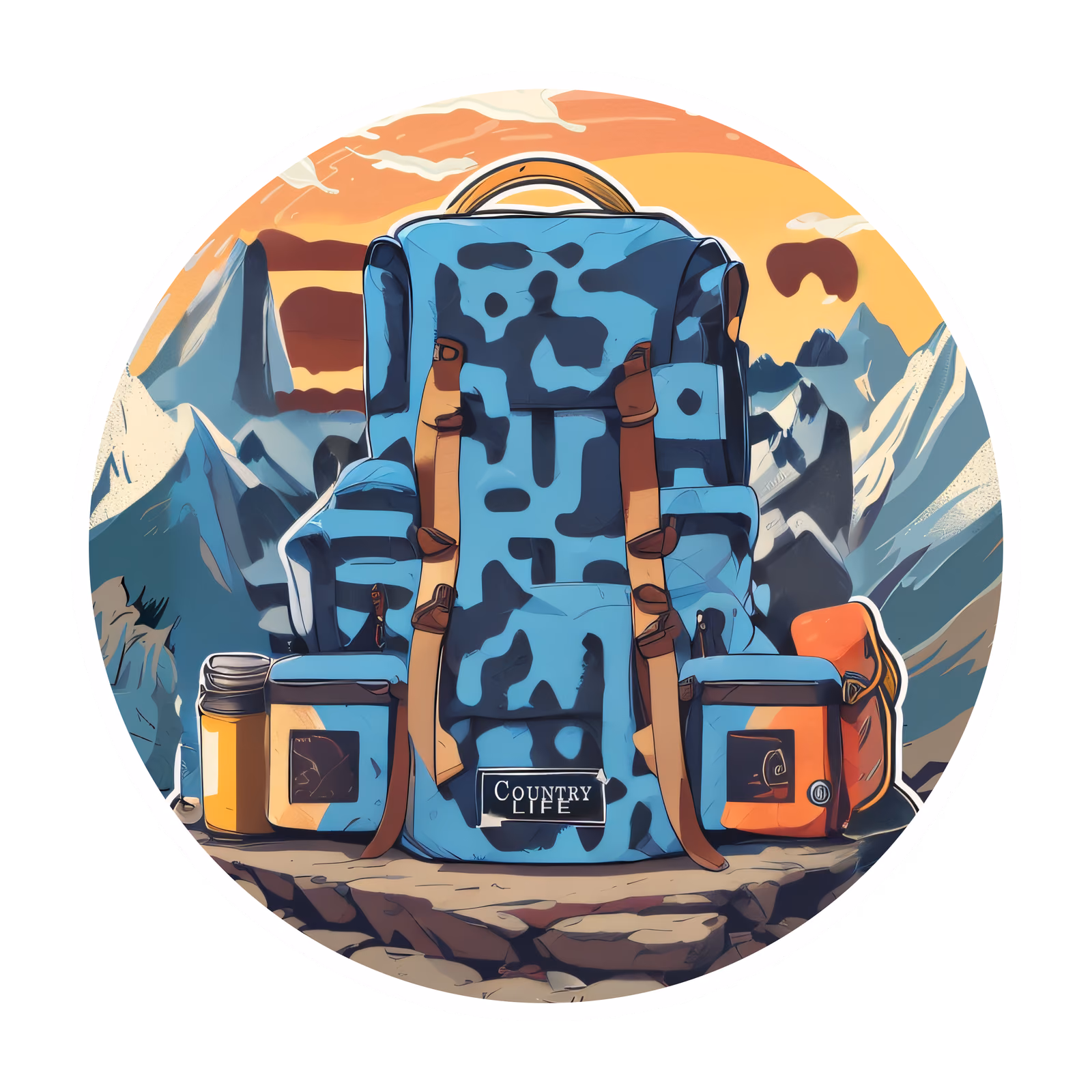 Adventure Backpack Mountain Vector QR Code for Stickers — image 1