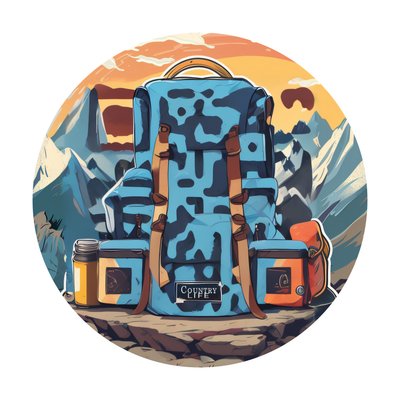 Adventure Backpack Mountain Vector QR Code for Stickers
