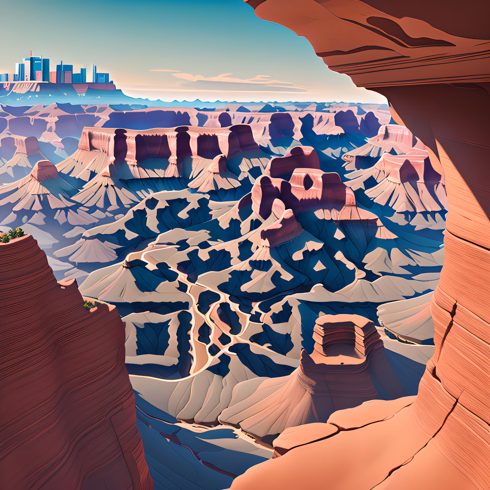 红色峡谷全景3D二维码设计,适用于海报 — 图片 1