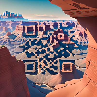 红色峡谷全景3D二维码设计,适用于海报 — 图片 1