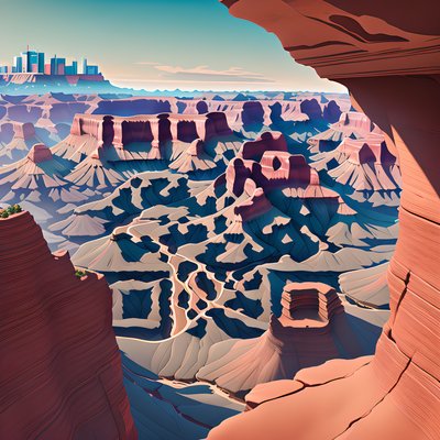 Панорама красного каньона: 3D QR-код для постеров