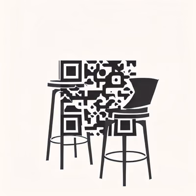 吧台凳极简矢量二维码设计,适用于标识牌 — 图片 1