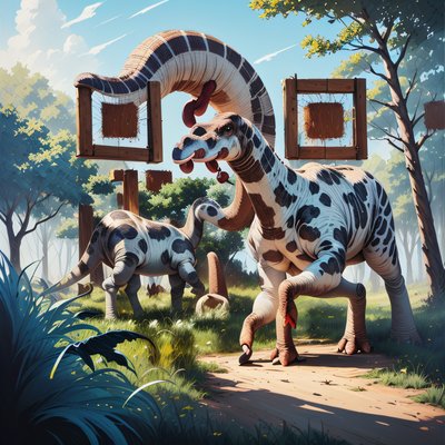 Spotted Brontosaurus Field Concept Art QR Code for Posters