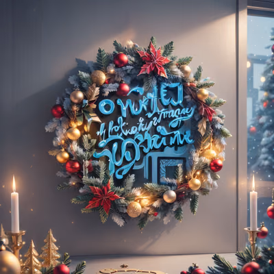 Christmas Wreath 3D Render Wreaths QR Code for Greeting Cards — image 1