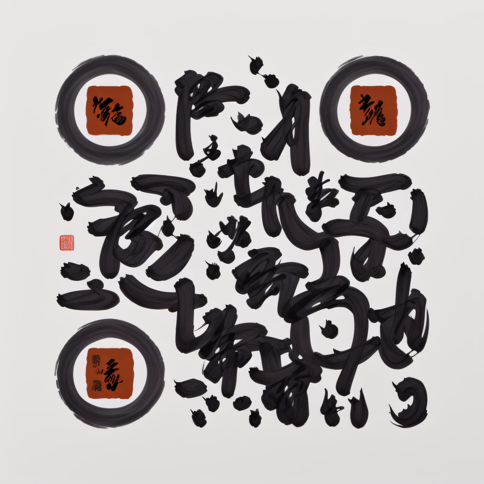 Chinese Ink Brush Calligraphy QR Code Art — image 1