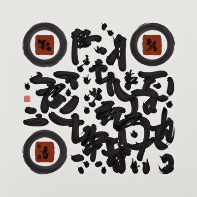 Chinese Ink Brush Calligraphy QR Code Art