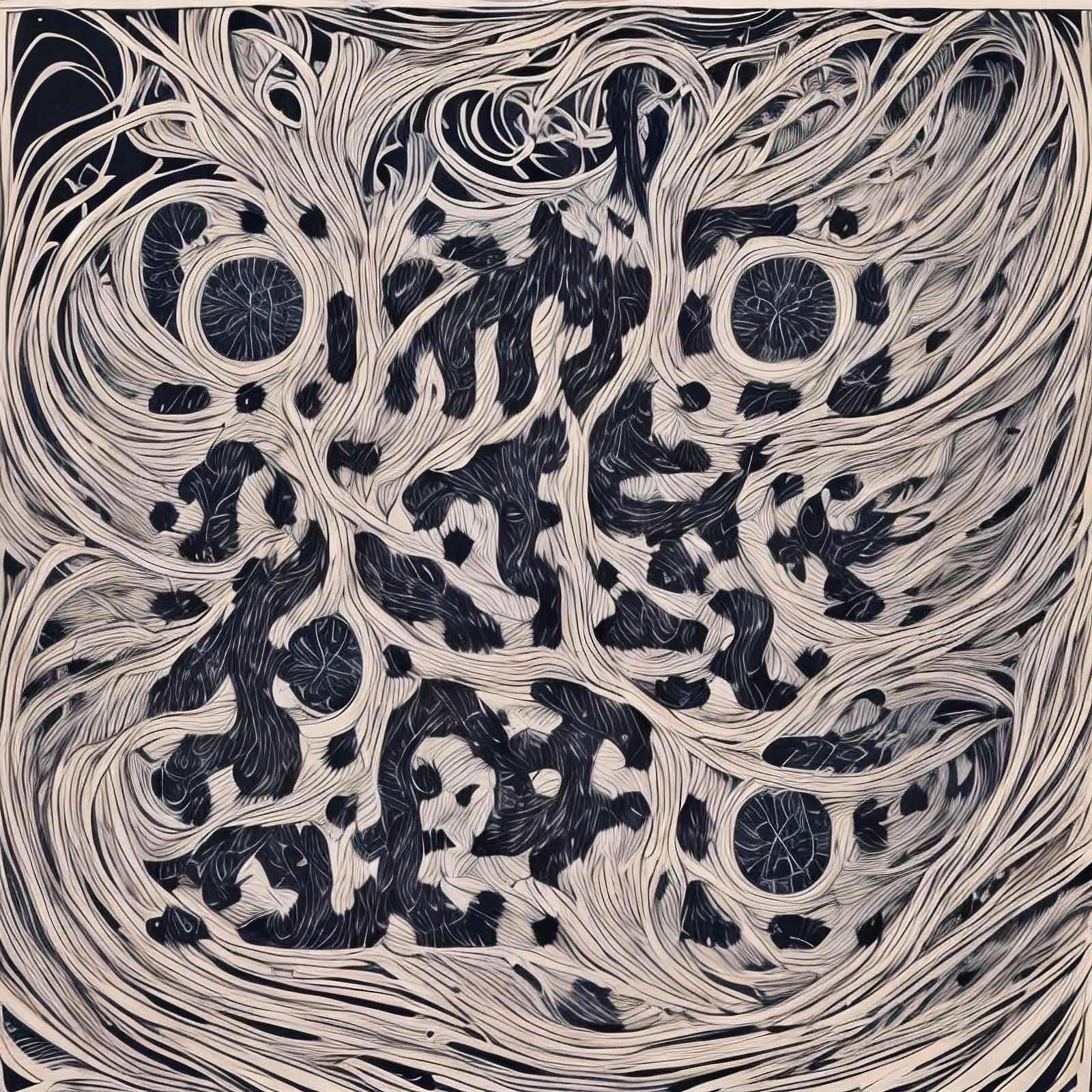 Swirling Woodcut Linework Zentangle QR Code Art — image 1