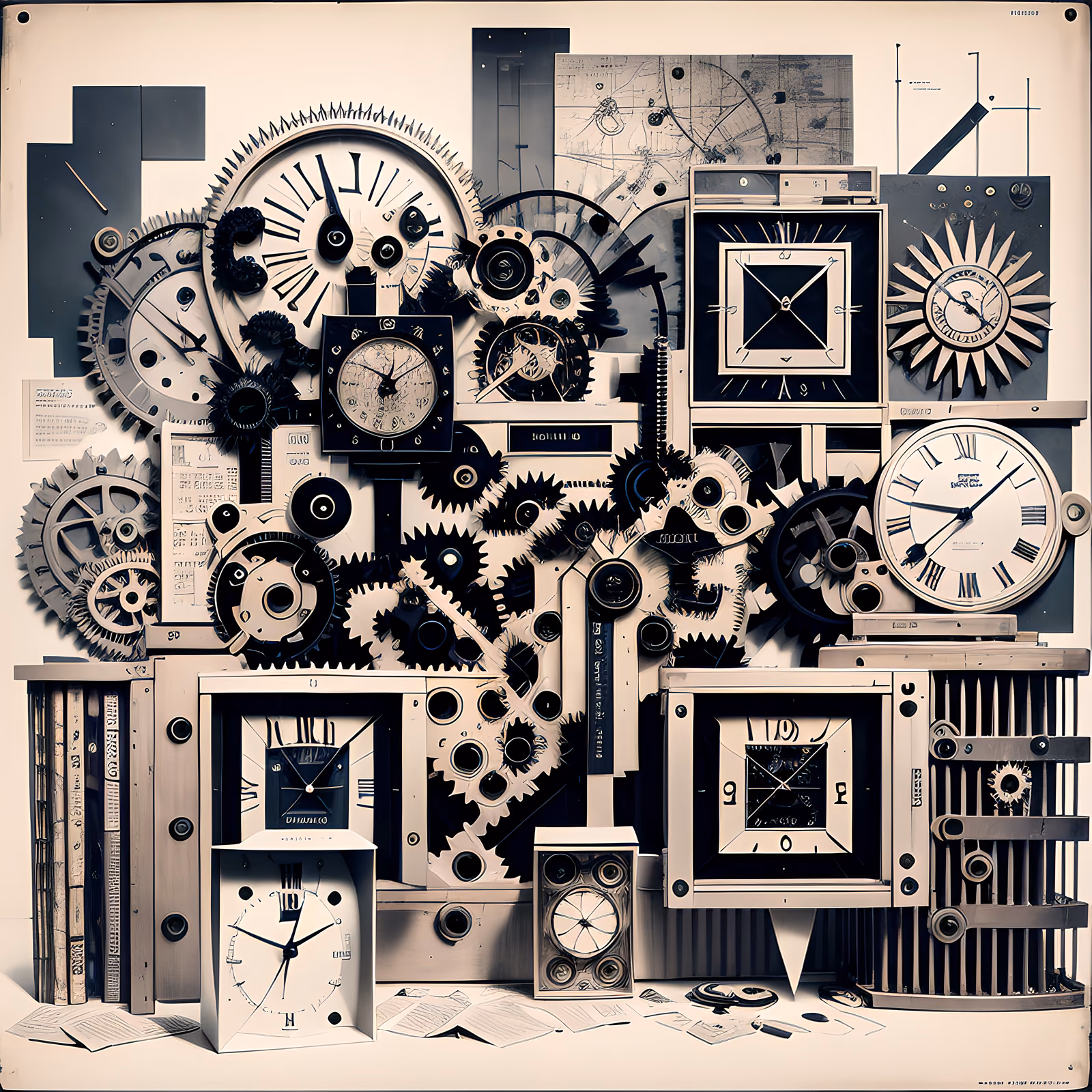 Clocks and Gears Dada Collage QR Code Art — image 1