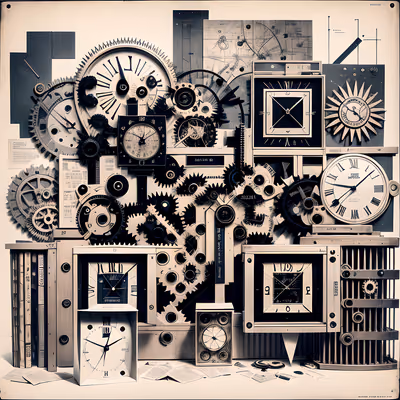 Clocks and Gears Dada Collage QR Code Art — image 1