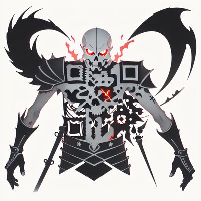 Skeletal Knight Tattoo Style QR Code for Apparel