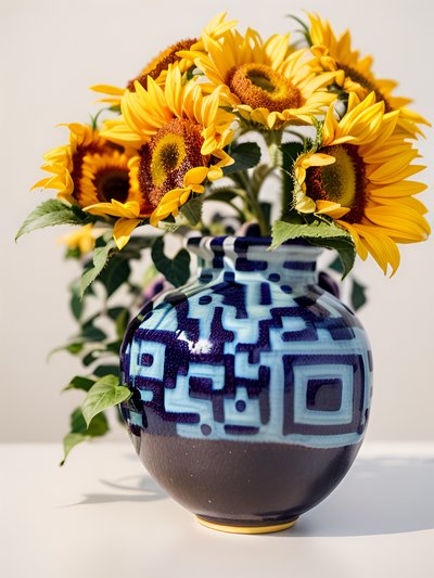 Sunflower Vase Photo QR Code Art