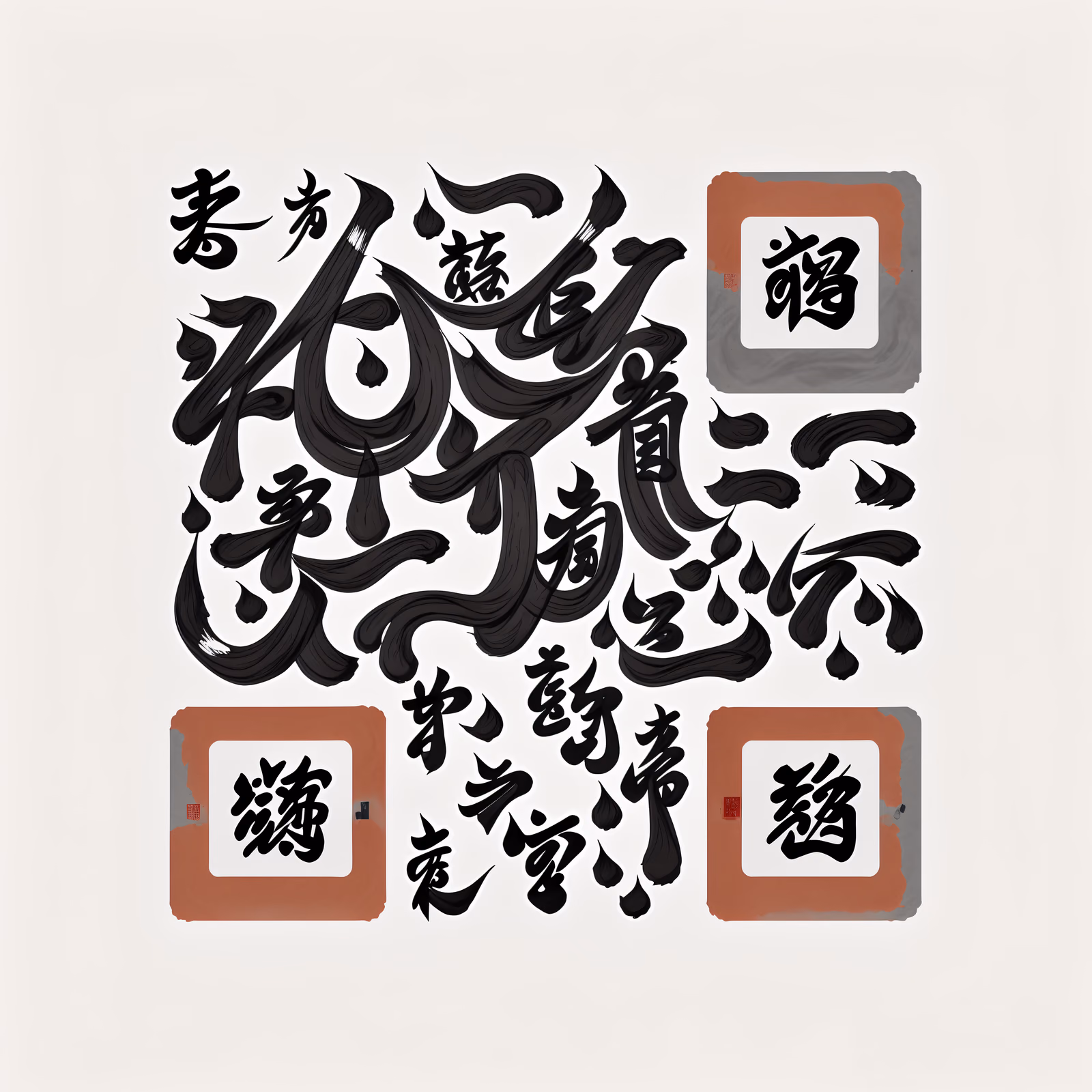 Chinese Brush Calligraphy Ink Lettering QR Code Art — image 1