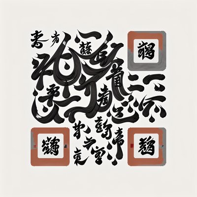 Chinese Brush Calligraphy Ink Lettering QR Code Art
