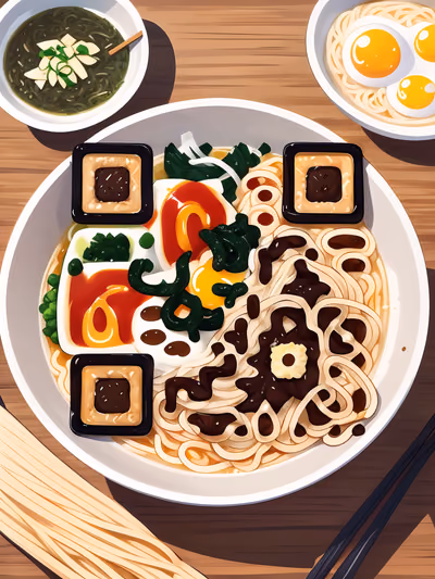 Cartoon Ramen Bowl QR Code for Restaurant Menus — image 1