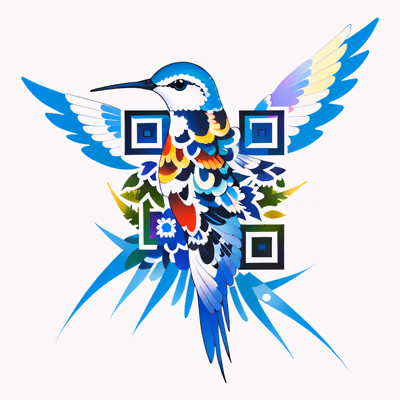 Blue Hummingbird Tattoo Style QR Code for Temporary Tattoos — image 1