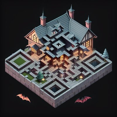 Isometric Haunted House 3D QR Code for Posters