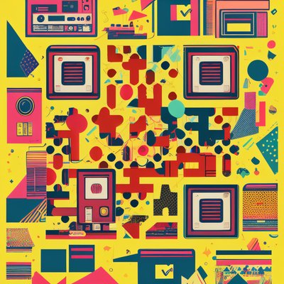Retro 90s Electronics Pop Art QR Code for Posters