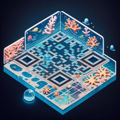 Isometric Underwater Base 3D QR Code for Posters