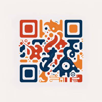 Flowing Brush Doodle Flat Vector QR Code for Business Cards — image 1