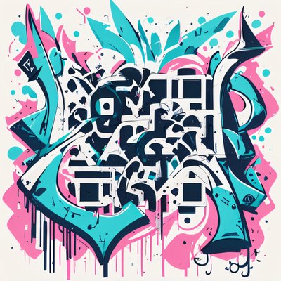Graffiti Lettering Street Art Vector Illustration QR Code for Apparel