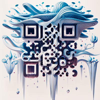 Сюрреалистичная парящая структура-растение, 3D QR-код — изображение 1
