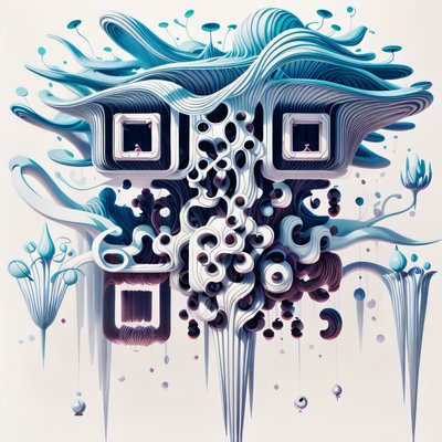 Сюрреалистичная парящая структура-растение, 3D QR-код