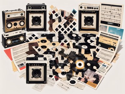 Vintage Music Collage QR Code for Posters