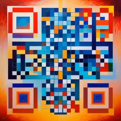 Blue Geometric Oil Abstract QR Code Art — image 1