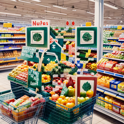 Supermarket Fruit Carts Watercolor QR Code for Flyers — image 1