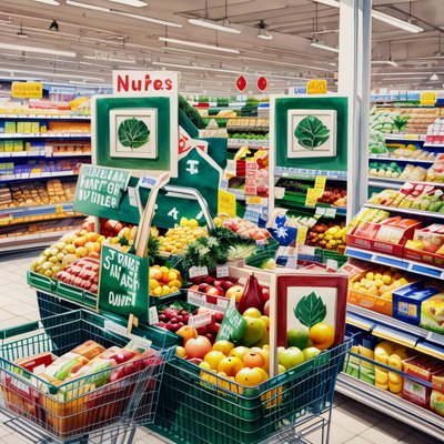 Supermarket Fruit Carts Watercolor QR Code for Flyers