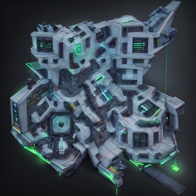 Futuristic Spaceship 3D Render QR Code for Posters