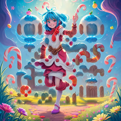 Candy Cane Field Girl Cartoon QR Code for Posters — image 1