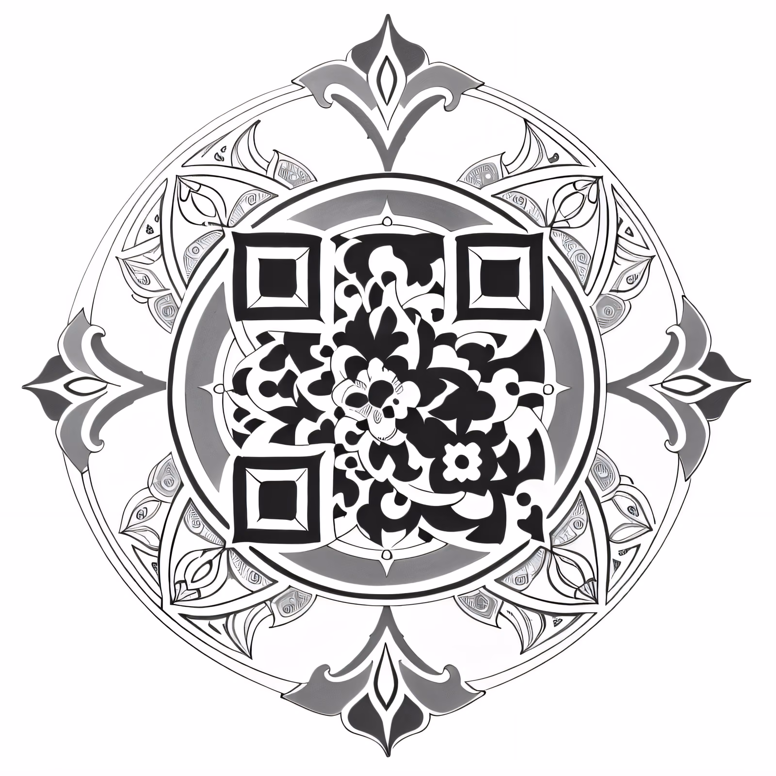 Floral Filigree Mandala Tattoo QR Code Art — image 1