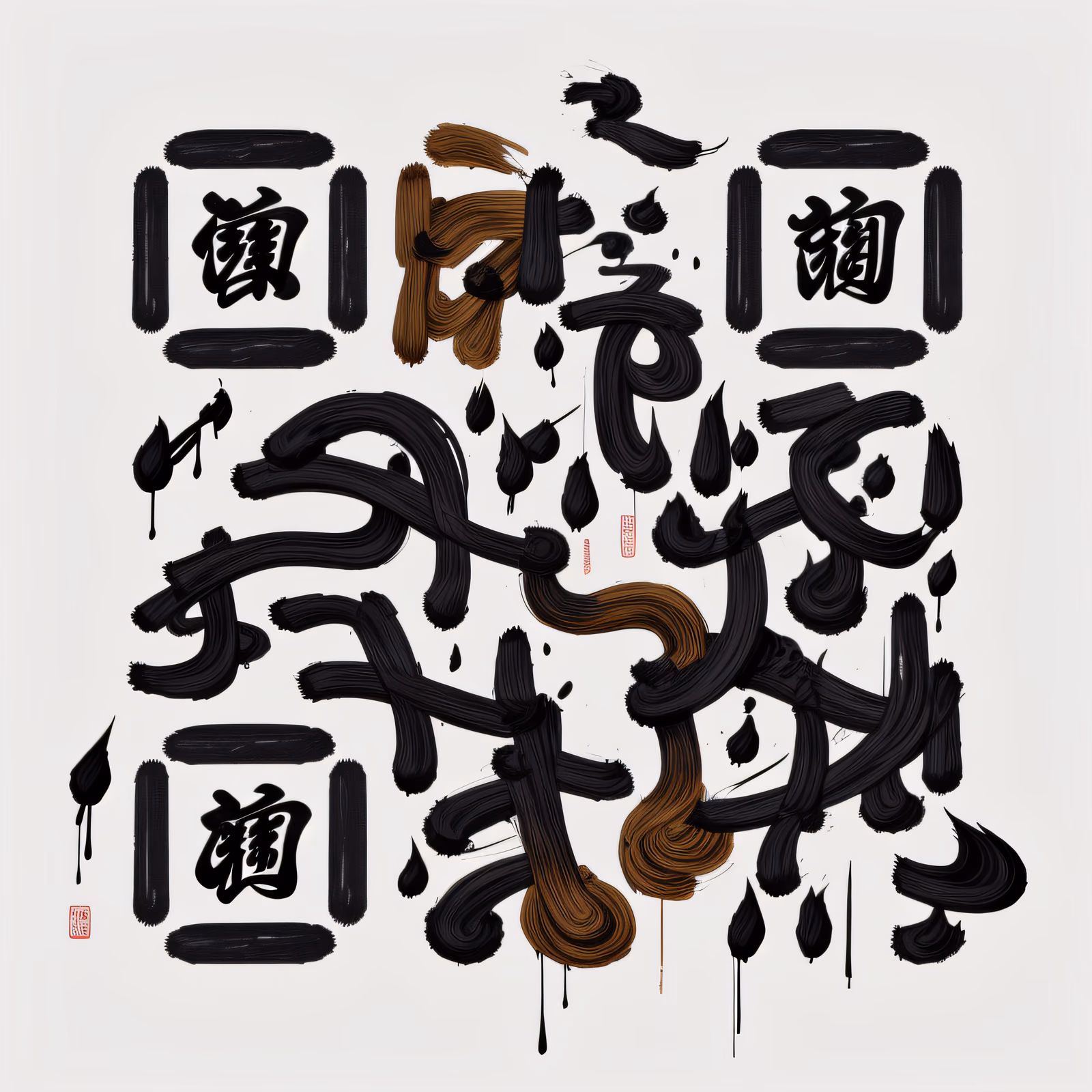 禅意毛笔书法水墨二维码艺术 — 图片 1