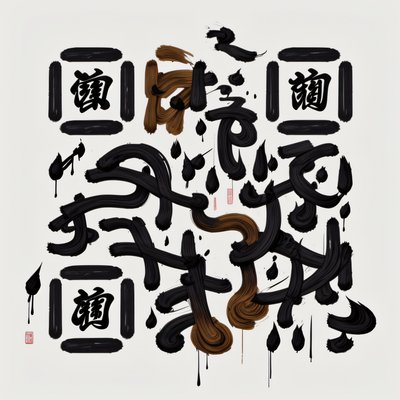 Zen Brush Calligraphy Ink QR Code Art