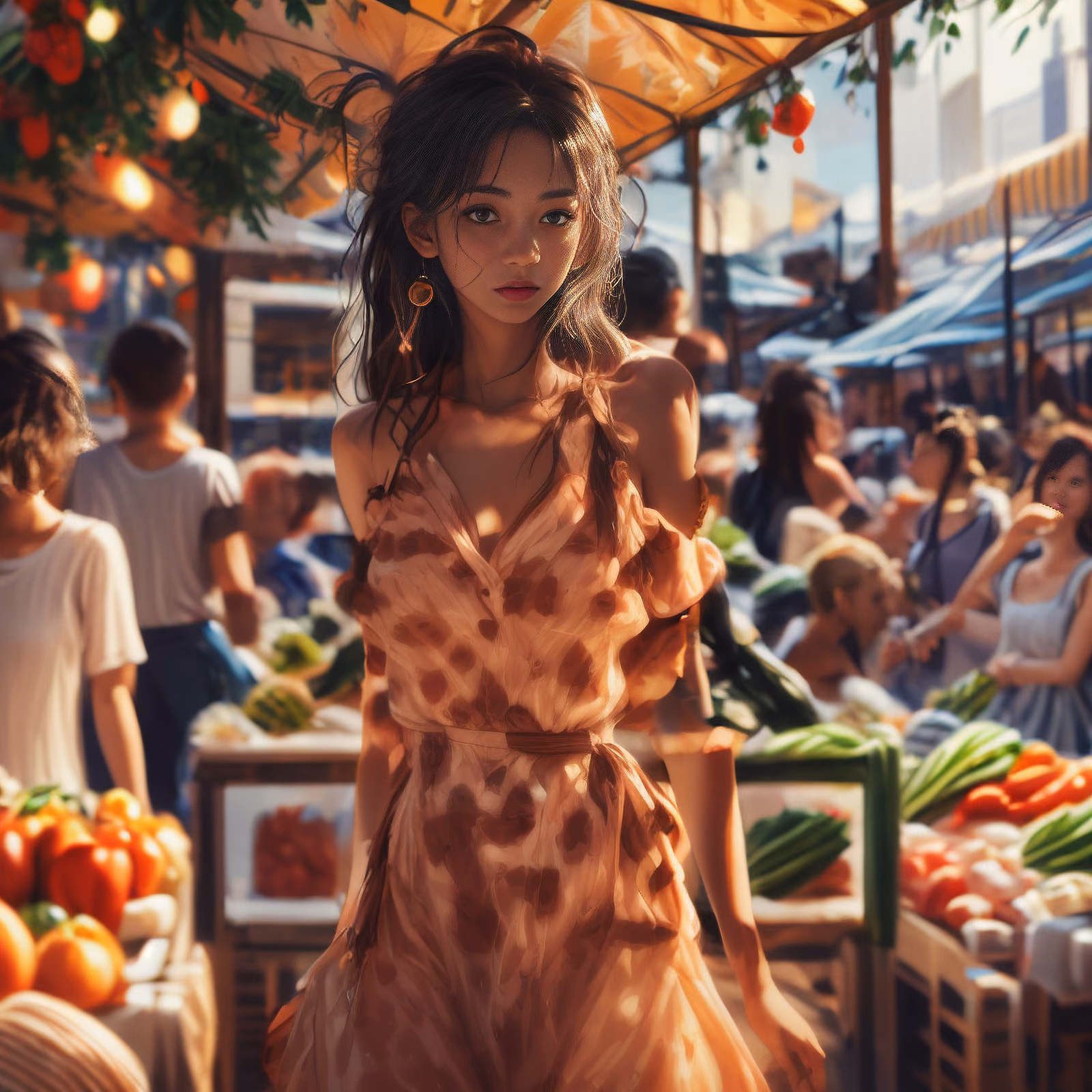 Farmers Market Woman Realistic QR Code Art — image 1