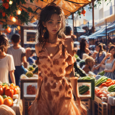 Farmers Market Woman Realistic QR Code Art — image 1