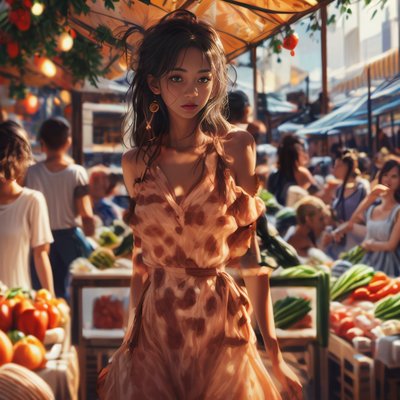 Farmers Market Woman Realistic QR Code Art