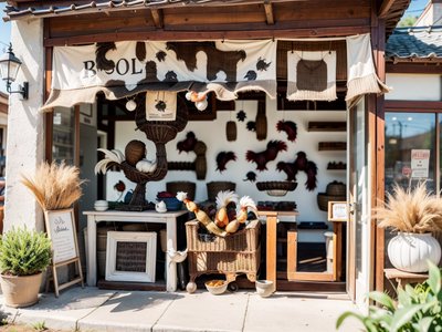 Rustic Antique Storefront Photorealistic QR Code for Window Displays