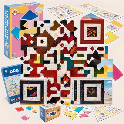 Коллаж из пазлов в стиле дада: QR-код для постеров