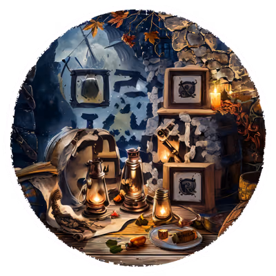 Pirate Tavern Lantern Fantasy QR Code for Stickers — image 1