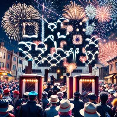 Fireworks Street Celebration Night Crowd QR Code for Posters — image 1