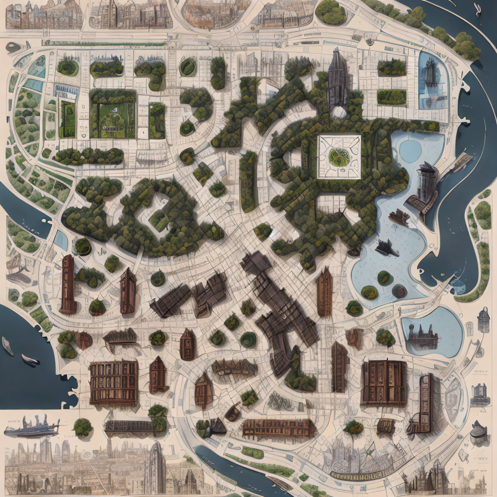 Detailed City Map Illustration QR Code Art — image 1