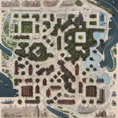 Detailed City Map Illustration QR Code Art